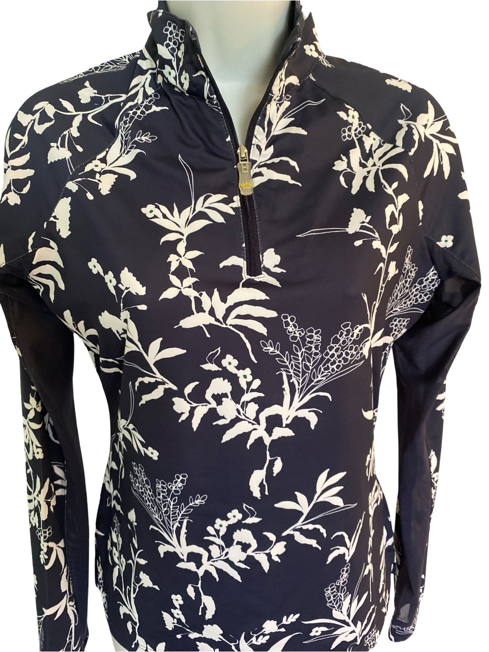 Kassel Denmark Navy Floral Quarter-Zip top - M